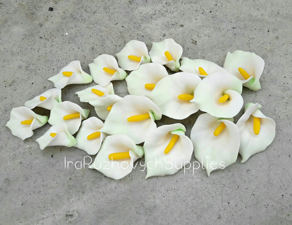 Calla white polymer clay floral beads