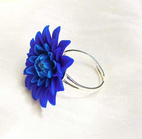 Chrysanthemum Flower Ring, Floral Jewelry