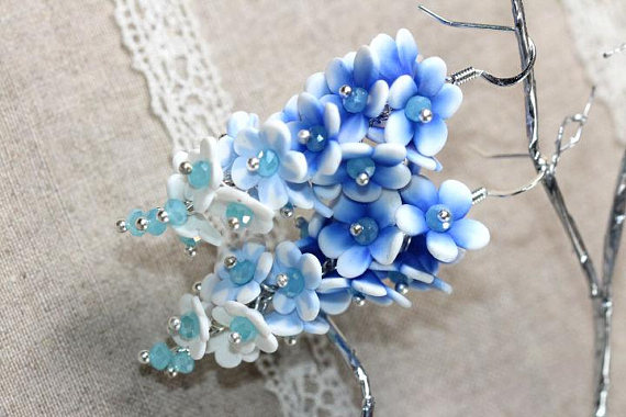 polymer clay floral cluster earrings Cluster Polymer Clay Flower Earrings, Handmade Clay Flowers, Flower Cluster Earrings