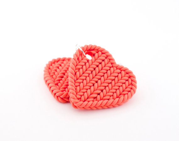 knitted clay earrings