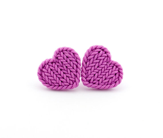 knitted clay earrings