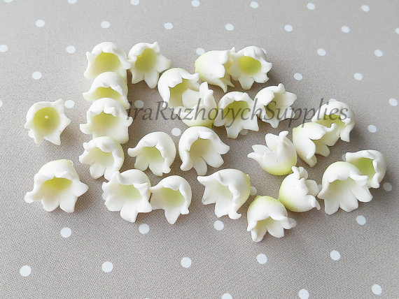 Lily of the valley, polymer clay flowers, polymer clay flower bead