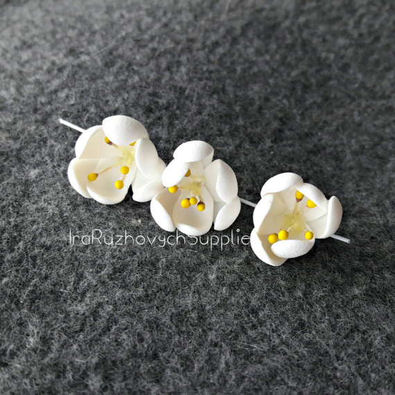 opened Freesia, polymer clay flowers, flower bead