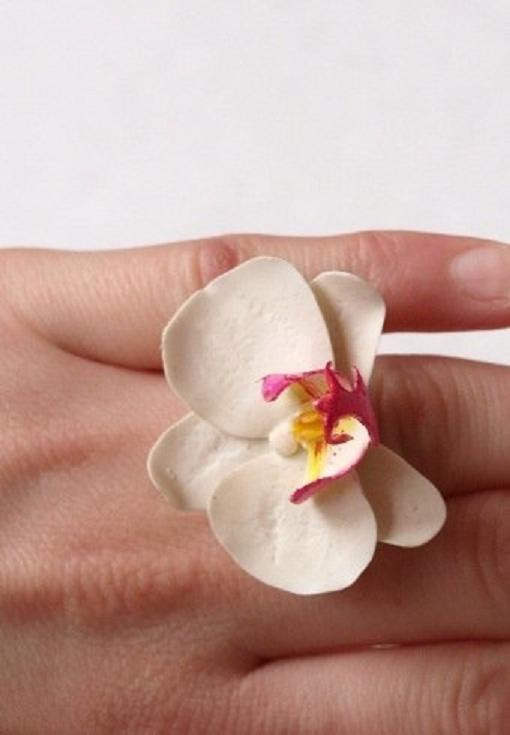 Orchid Ring, Adjustable Flower Rings, orchid white flowers jewelry, unique and delicate