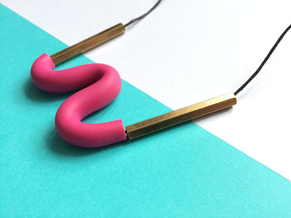 Polymer clay tube necklace