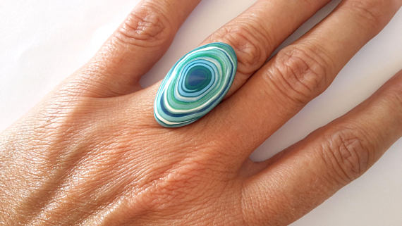 Polymer clay spiral ring - ideas for a big fashion statement