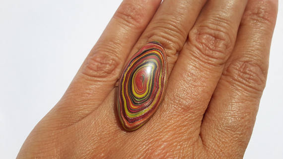 Polymer Clay Ring, Fashion Ring, Modern Ring, Abstract Ring, brown