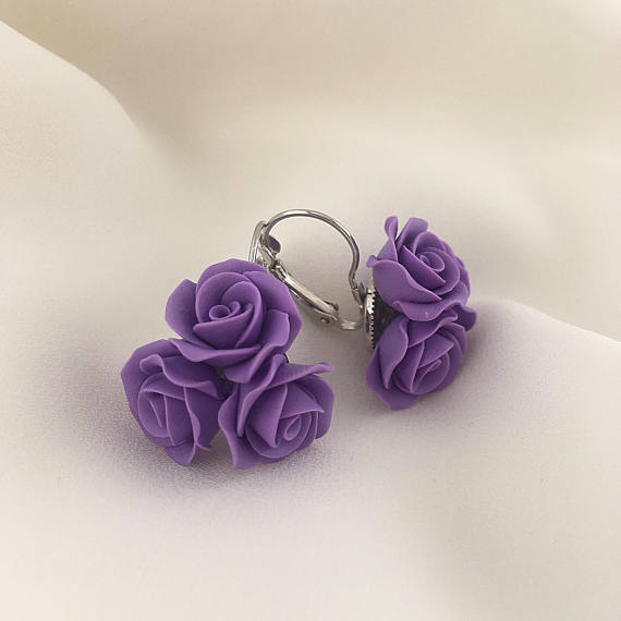 Purple polymer clay jewelry