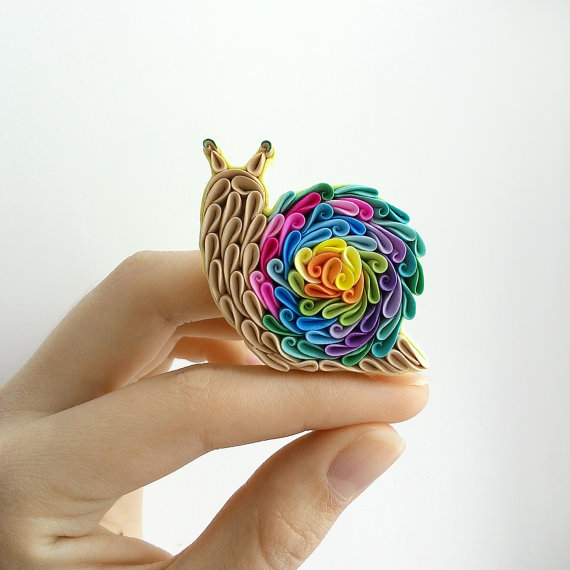 Rainbow Snail brooch, polymer clay Snail brooch, Polymer clay Snail gift, rainbow Snail accessories, forest animal, Colorful summer brooch