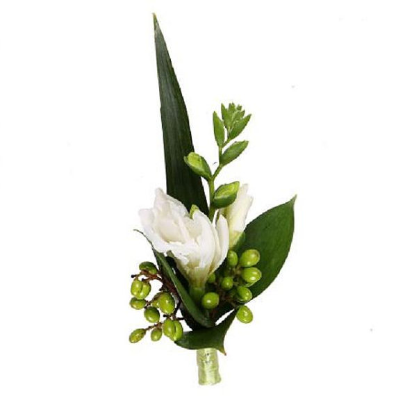 Wedding Boutonniere with white freesia, groom freesia boutonniere, freesia bouquet, freesia corsage