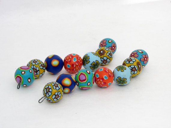 Polymer clay millefiori beads, bead set from polymer clay, handmade in germany, fimo, millefiori, millefleur, art clay, necklace, bracelet