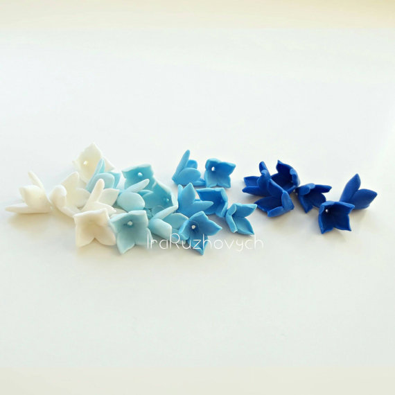 blue lilac polymer clay flowers, polymer clay flower bead