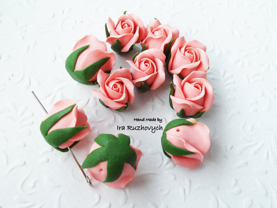Polymer clay floral beads