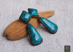 Check this Polymer clay blue boho earrings, you might like it!