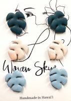 Polymer clay monstera earrings