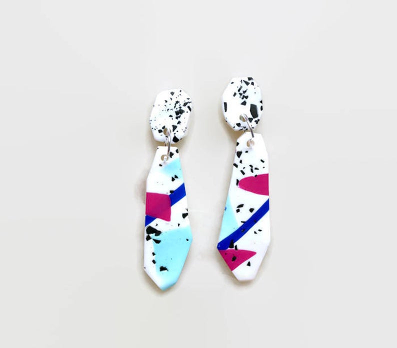 Terrazzo Earrings Gift for Her Colourful Polymer Clay Earrings Special Gift Oval Stud Earrings Statement Earrings Handmade Earrings