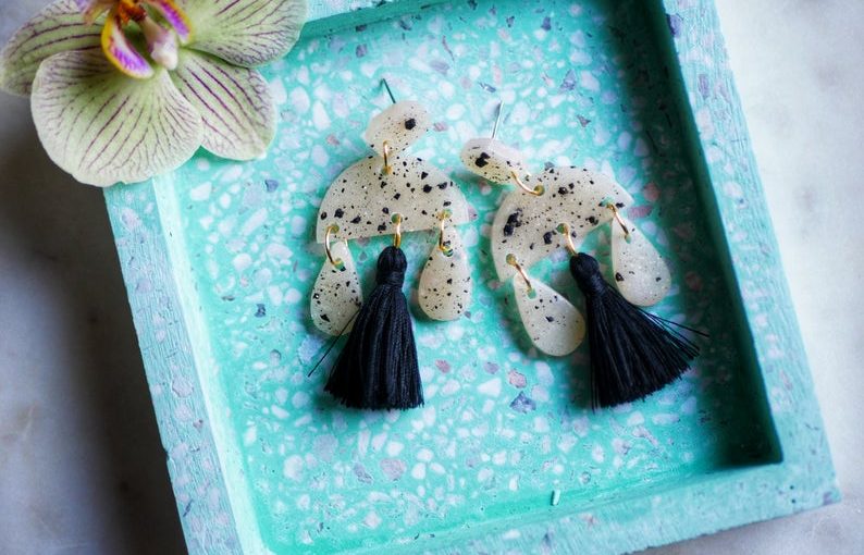 Polymer clay tassel earrings