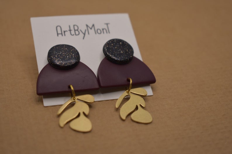 Polymer clay modern earrings