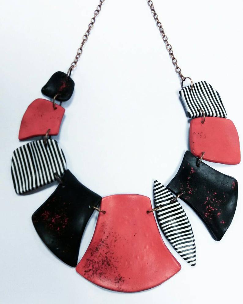 Colorful polymer necklace, Handmade necklace,Polymer Clay Necklace,Boho necklace, Polymer clay jewelry,Boho necklace
