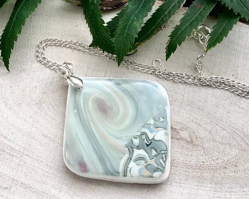 Polymer Clay Pendant - Pastel Shades Necklace - Polymer Clay Jewellery