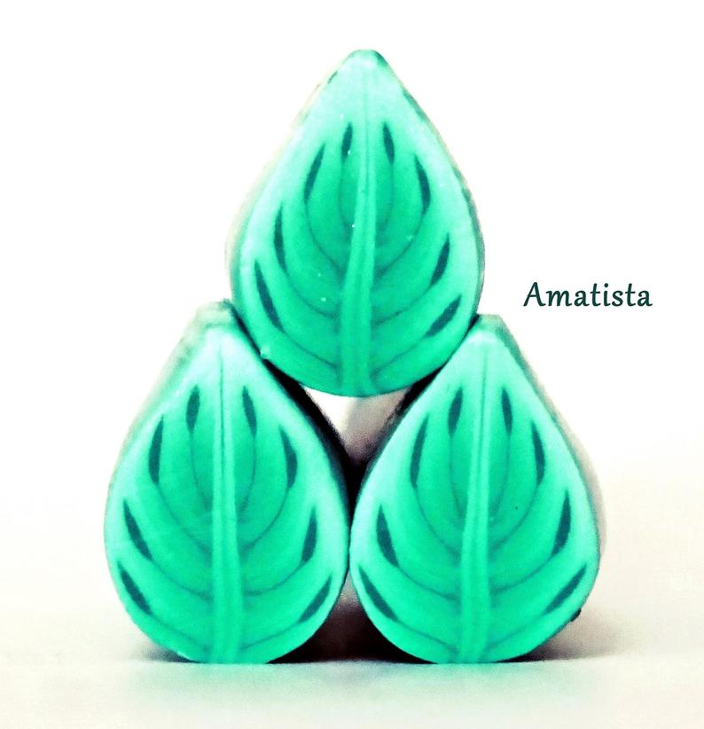 Polymer clay leaf canes - Green fimo leaf cane