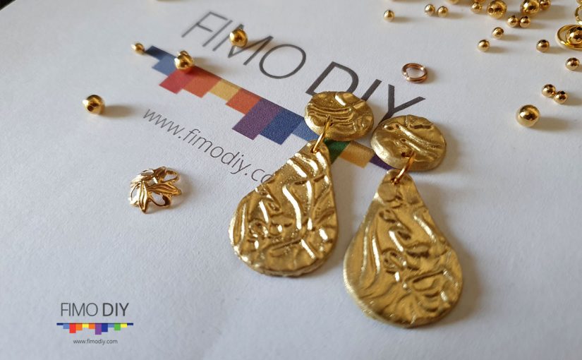 Polymer clay textured drop earrings tutorial