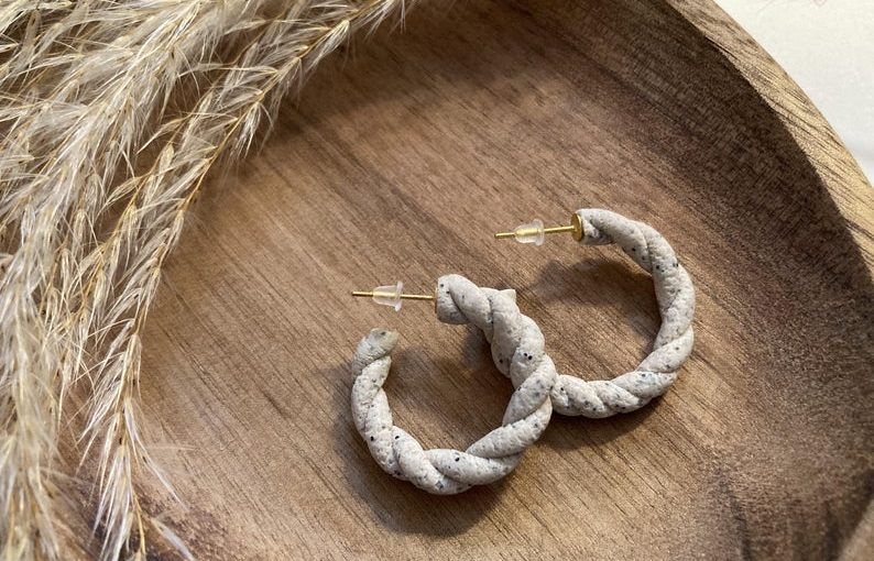 Polymer clay hoop earrings
