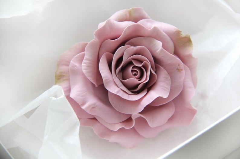 Large polymer clay flower hair clip - Wedding hair accessories - Blush Pink Flower Hair Clip - Bridal Rose Hair Clip - Blush Pink - Dusty Rose - Flowers hair accessories