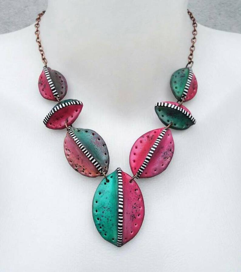 Colorful polymer clay necklace