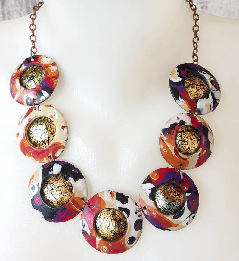 Colorful polymer clay necklace