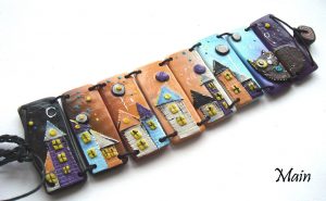 Polymer clay bracelets with a story
