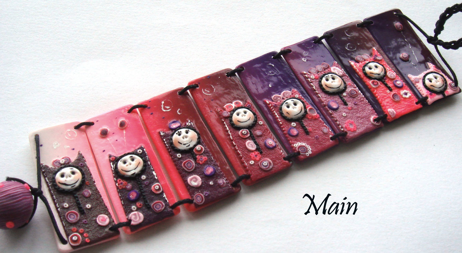 Polymer clay bracelets with a story