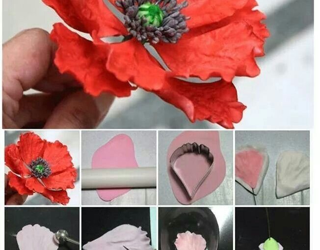 Polymer clay amazing red flower – DIY step by step tutorial