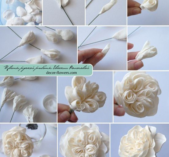 Polymer clay pion shaped rose – DIY step by step tutorial