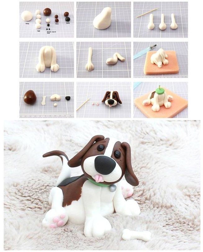 Polymer clay funny dog - DIY step by step tutorial