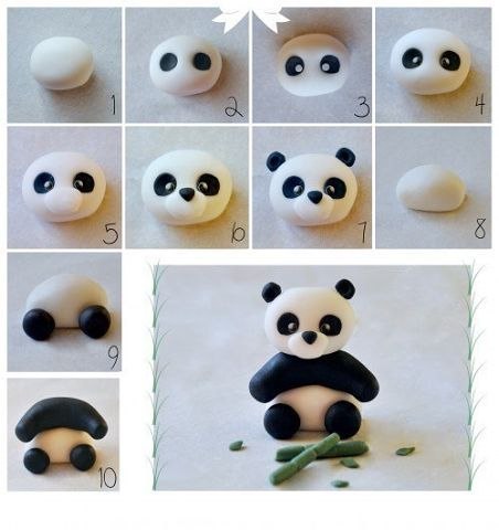 polymer clay panda bear tutoorial simple easy diy fimo